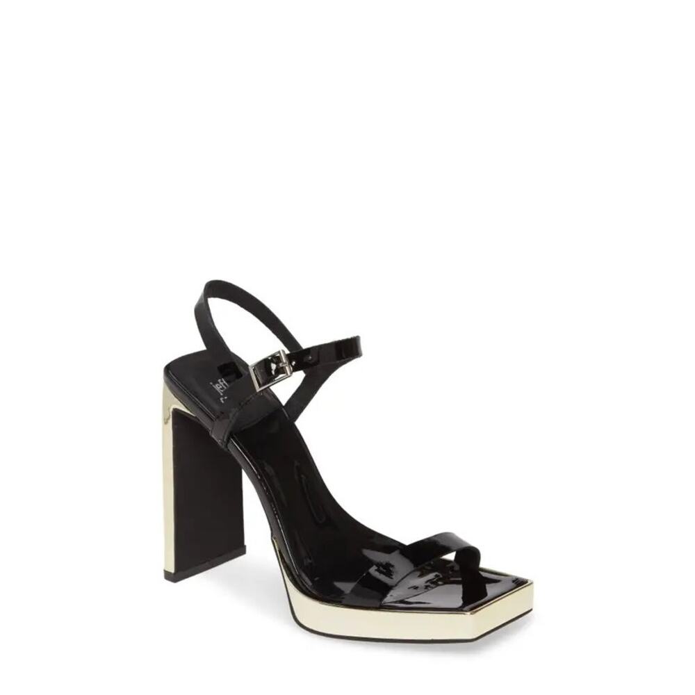 Jeffrey Campbell Glossy Black Heels with White Accents